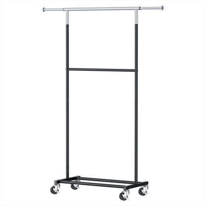 Artiss Clothes Rack Double Rod Airer Rail Coat Stand Adjustable Hanger HANGER-165H-D-SI