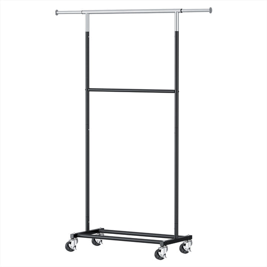 Artiss Clothes Rack Double Rod Airer Rail Coat Stand Adjustable Hanger HANGER-165H-D-SI