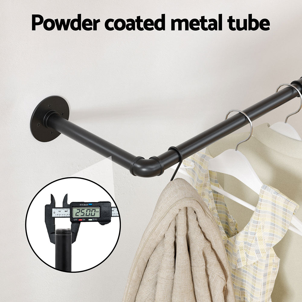 Artiss Clothes Rack Airer Floating Shelf Metal HANGER-B-02-RAIL-BK