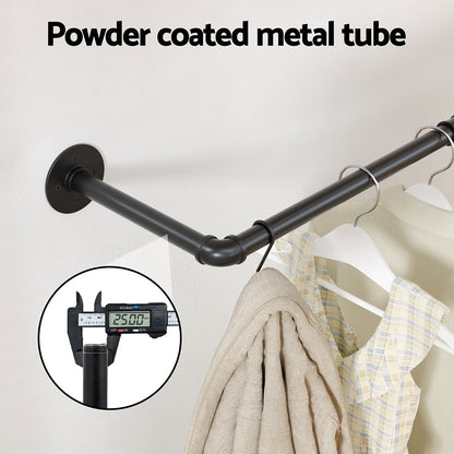 Artiss Clothes Rack Airer Floating Shelf Metal HANGER-B-02-RAIL-BK