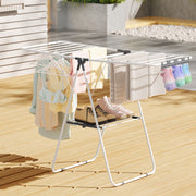 Artiss 2 Tier Clothes Rack Airer Foldable 139CM White HANGER-B-04-FLD-WH