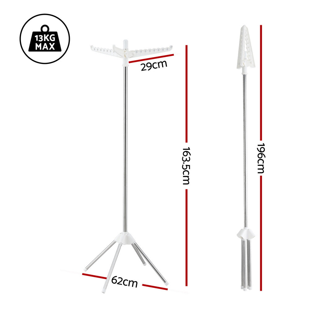 Artiss Clothes Rack Airer Rotatable Hanger Foldable 163cm HANGER-B-05-F1T-SIWH