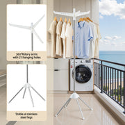 Artiss Clothes Rack Airer Rotatable Hanger Foldable 163cm HANGER-B-05-F1T-SIWH