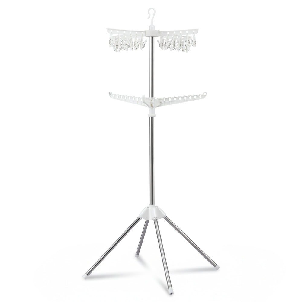 Artiss Clothes Rack Airer 2 Tier Rotatable Hanger Foldable HANGER-B-05-F2T-SIWH
