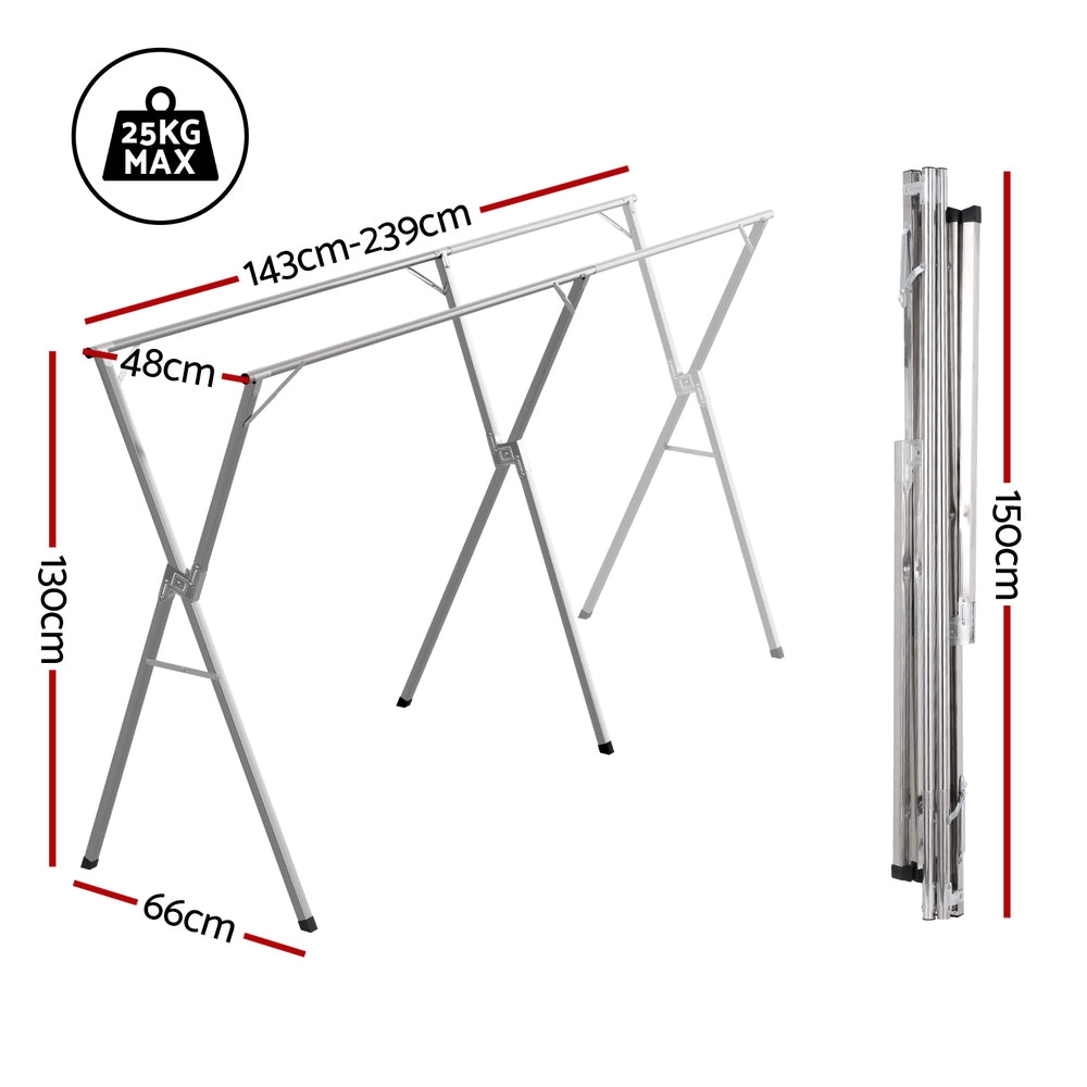 Artiss Clothes Rack Adjustable Foldable Steel HANGER-B-06-FLD-SI