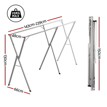 Artiss Clothes Rack Adjustable Foldable Steel HANGER-B-06-FLD-SI
