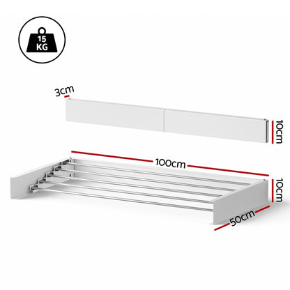 Artiss Clothes Rack Wall Mounted Airer Foldable White HANGER-B-07-RAIL-WH