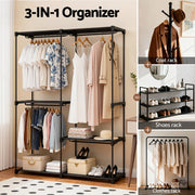 Artiss Wardrobe Clothes Rack Closet 181cm HANGER-B-08-180H-BK