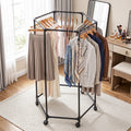 Artiss Clothes Rack Airer Rail Coat Stand Wheels 6 Rods HANGER-B-09-6R-BK