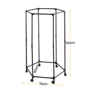 Artiss Clothes Rack Airer Rail Coat Stand Wheels 6 Rods HANGER-B-09-6R-BK