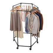 Artiss Clothes Rack Airer Rail Coat Stand Wheels 6 Rods HANGER-B-09-6R-BK