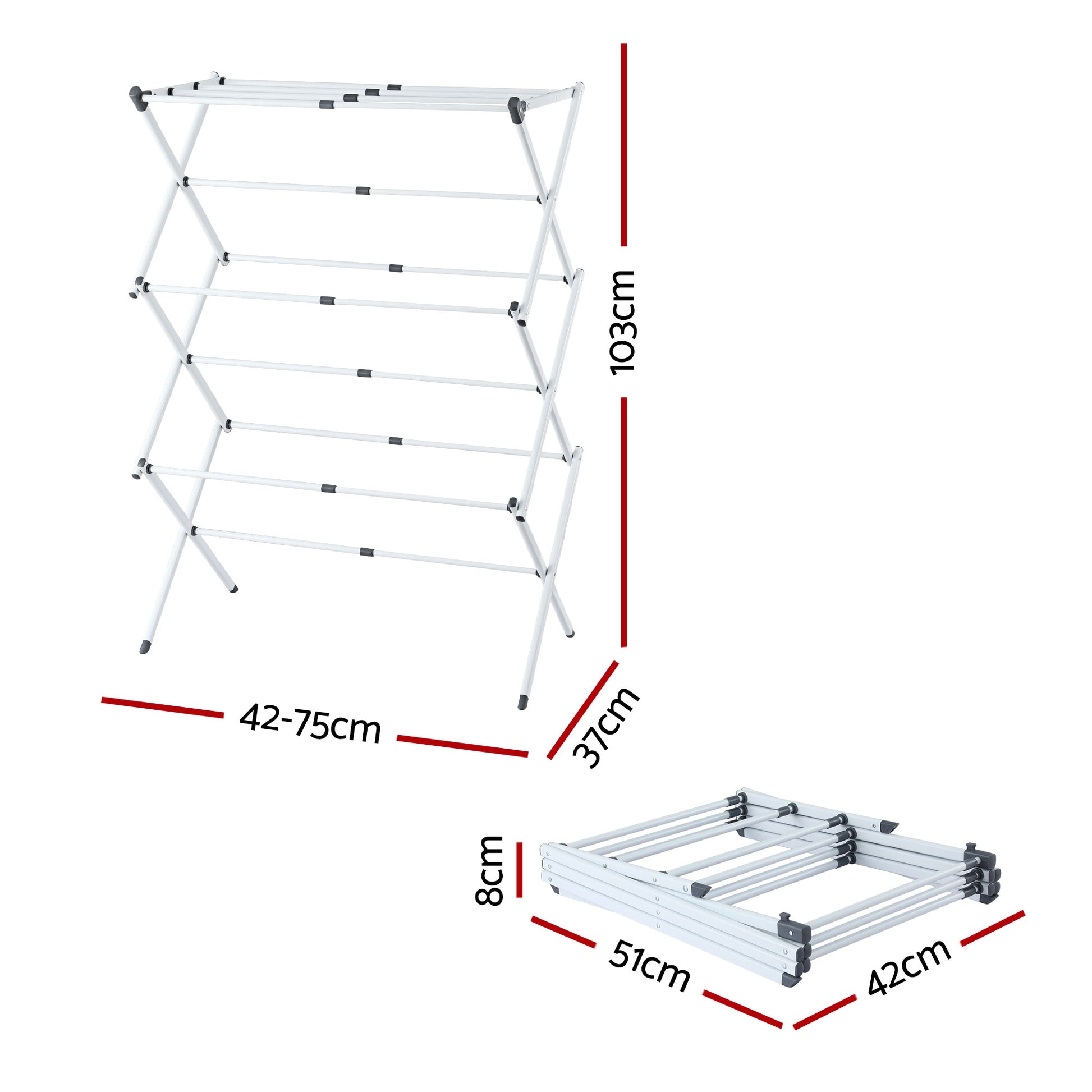 Artiss Clothes Rack Foldable Airer Drying Rack Portable No Assembly Required HANGER-B-10-FLD-GY