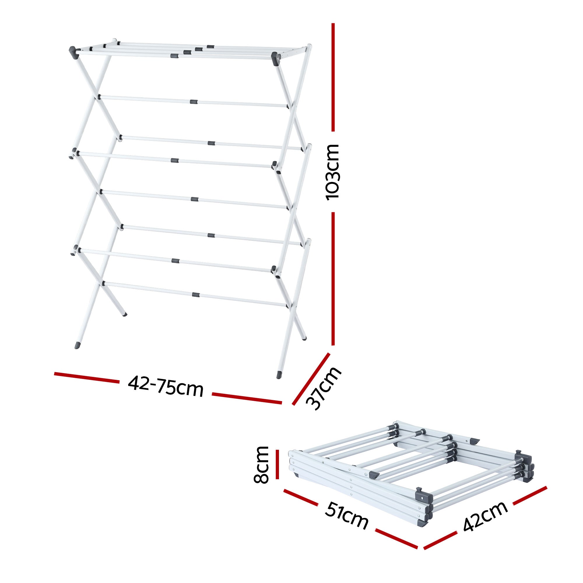 Artiss Clothes Rack Foldable Airer Drying Rack Portable No Assembly Required HANGER-B-10-FLD-GY