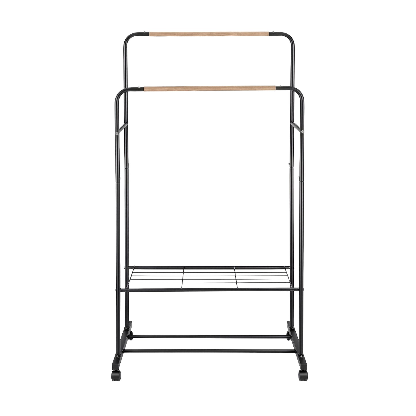 Artiss Clothes Rack Double Rod Airer Rail Coat Stand Hanger Storage Shelf HANGER-B-11-2T-BK