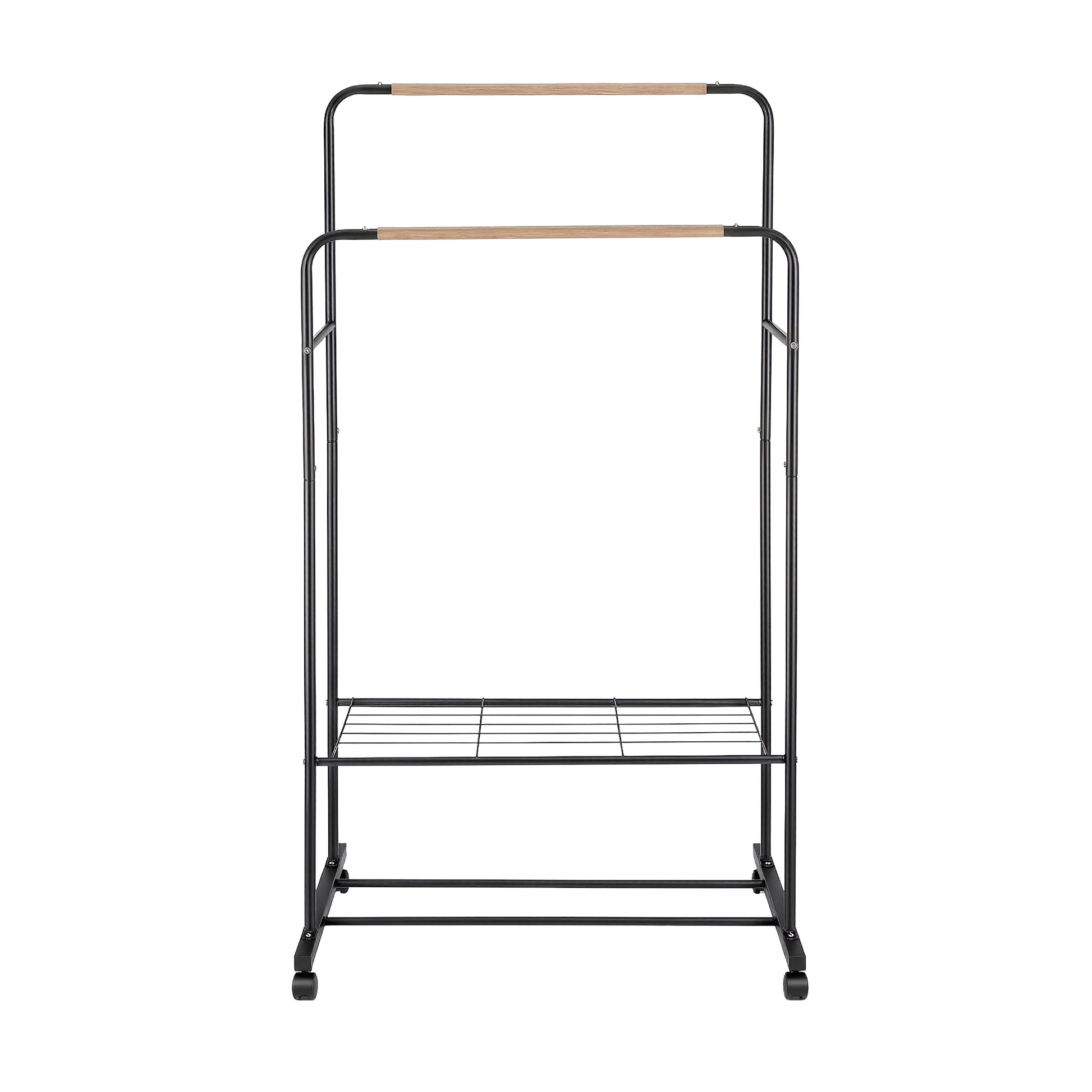 Artiss Clothes Rack Double Rod Airer Rail Coat Stand Hanger Storage Shelf HANGER-B-11-2T-BK