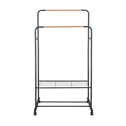 Artiss Clothes Rack Double Rod Airer Rail Coat Stand Hanger Storage Shelf HANGER-B-11-2T-BK