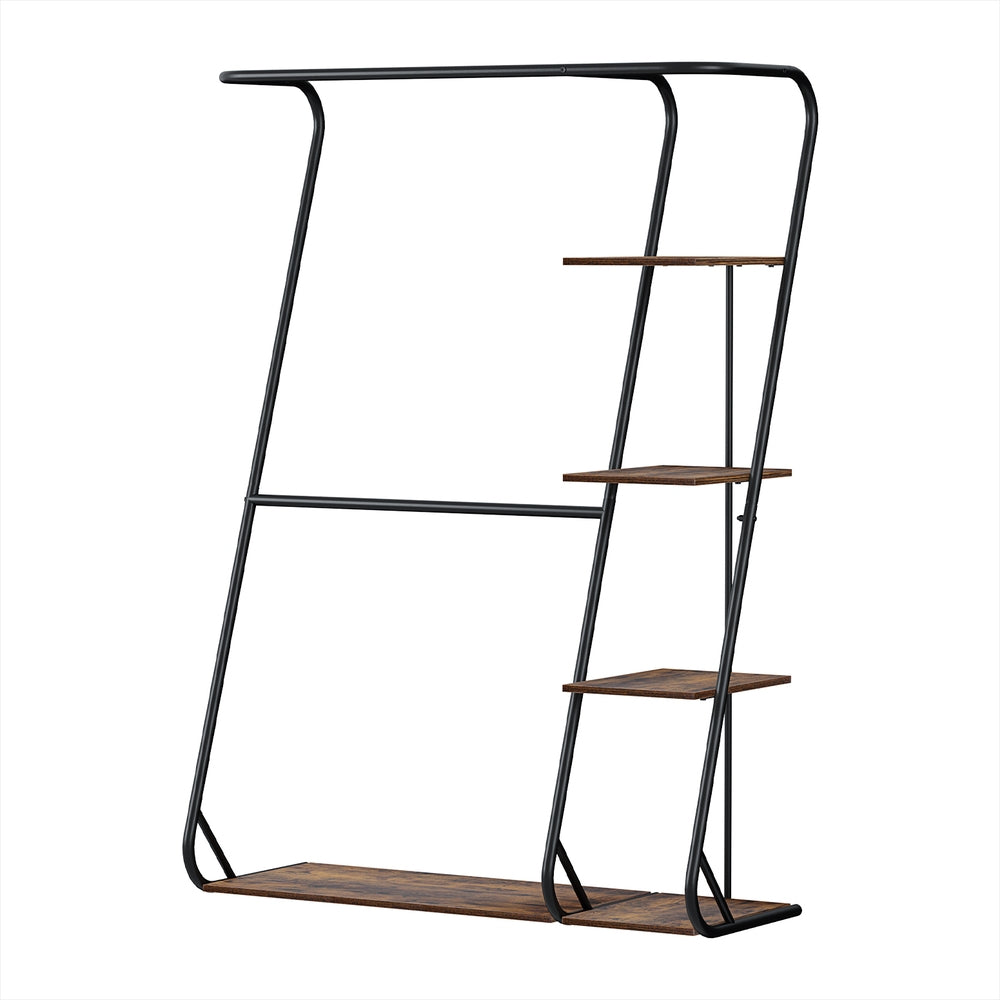 Artiss Wardrobe Clothes Rack Airer 4-Tier Walnut HANGER-C-02-MET-WAL