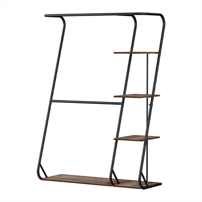 Artiss Wardrobe Clothes Rack Airer 4-Tier Walnut HANGER-C-02-MET-WAL