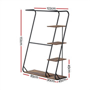 Artiss Wardrobe Clothes Rack Airer 4-Tier Walnut HANGER-C-02-MET-WAL