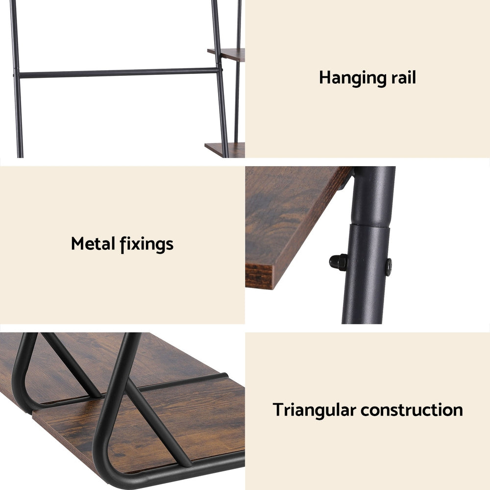 Artiss Wardrobe Clothes Rack Airer 4-Tier Walnut HANGER-C-02-MET-WAL