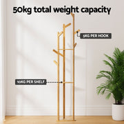 Artiss Clothes Rack Airer Coat Stand 9 Hooks Bamboo HANGER-D-01-3T-NT