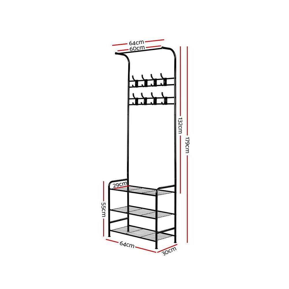 Artiss Clothes Rack Airer Coat Stand 179cm Hanger Rail Closet HANGER-SR6530-STD-BK