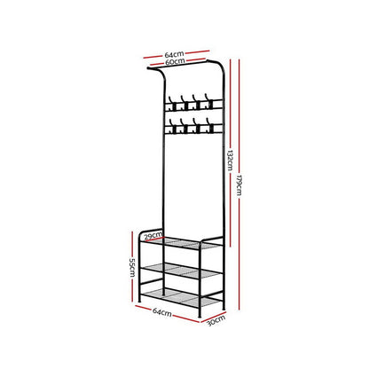 Artiss Clothes Rack Airer Coat Stand 179cm Hanger Rail Closet HANGER-SR6530-STD-BK