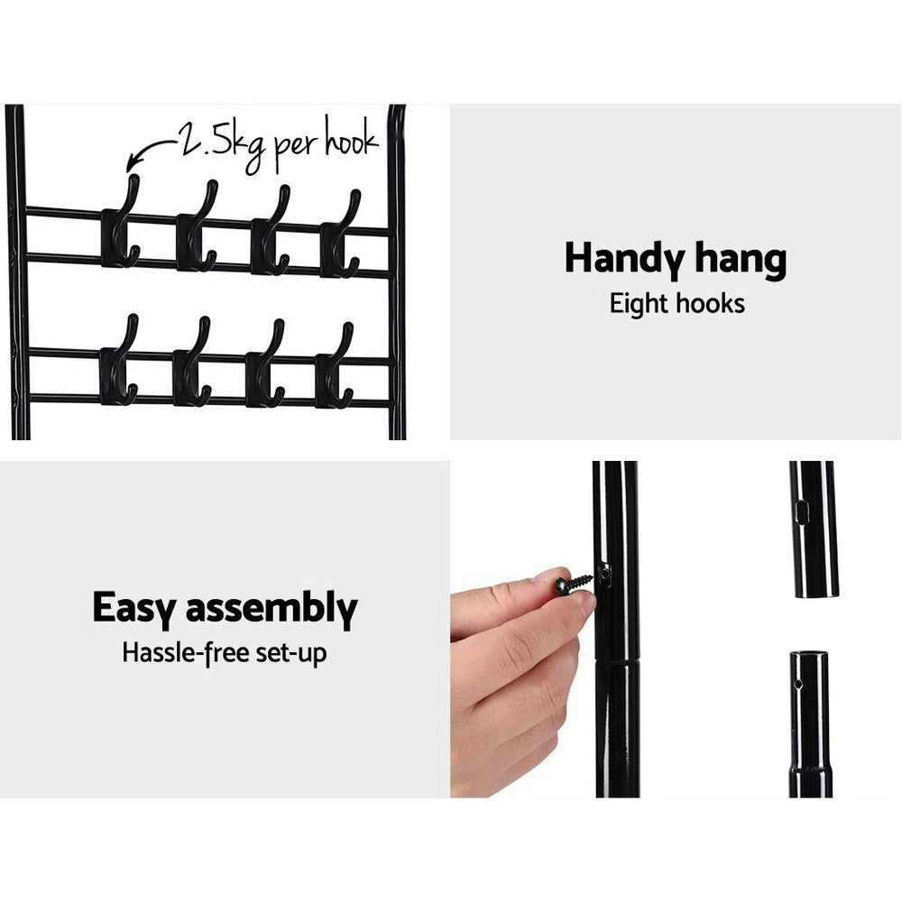 Artiss Clothes Rack Airer Coat Stand 179cm Hanger Rail Closet HANGER-SR6530-STD-BK