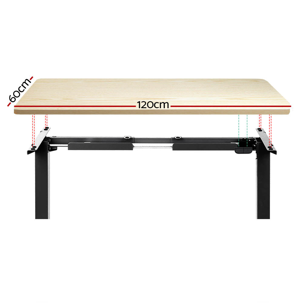 Artiss Standing Desk Motorised White Oak 120CM HASD-114G-BKDF-NTDB-120