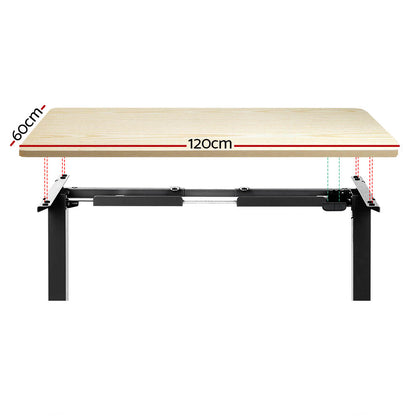 Artiss Standing Desk Motorised White Oak 120CM HASD-114G-BKDF-NTDB-120