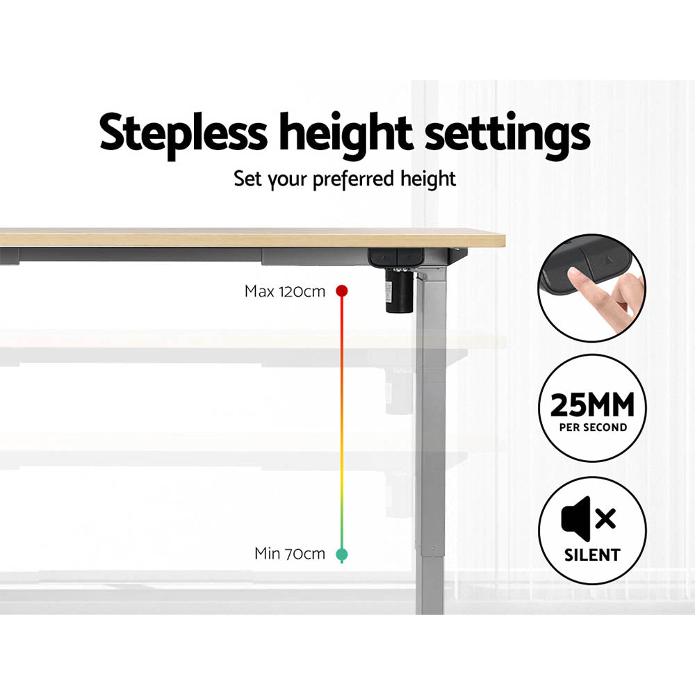 Artiss Standing Desk Motorised 120CM White Oak HASD-114G-GYDF-NTDB-120