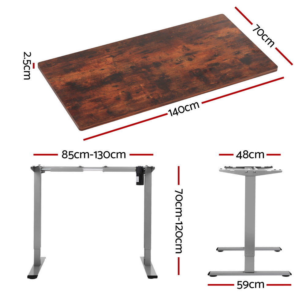 Artiss Standing Desk Motorised 140CM Rustic Brown HASD-114G-GYDF-RBDB-140