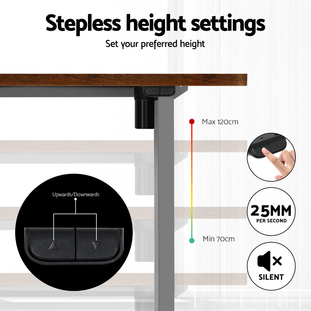 Artiss Standing Desk Motorised 140CM Rustic Brown HASD-114G-GYDF-RBDB-140