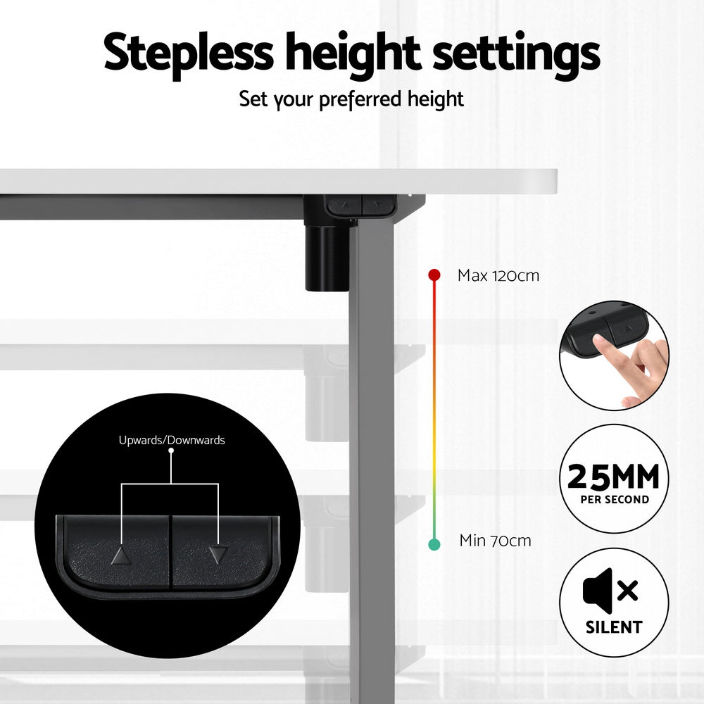 Artiss Standing Desk Motorised 140CM White HASD-114G-GYDF-WHDB-140