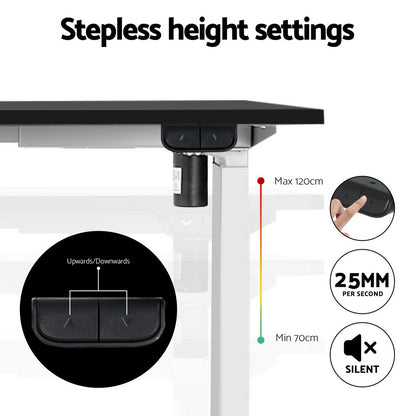 Artiss Electric Standing Desk Frame Only Height Adjustable 70KG Load White HASD-114G-WH