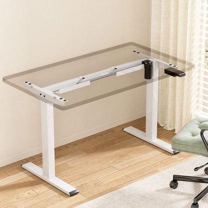 Artiss Electric Standing Desk Frame Only Height Adjustable 70KG Load White HASD-114G-WH