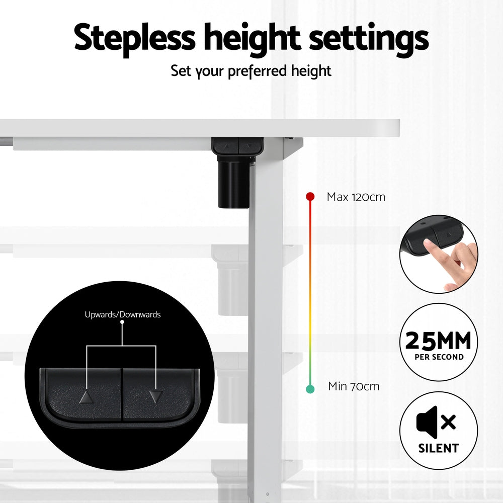 Artiss Electric Standing Desk with Storage Shelf Drawer Office Table 120CM HASD-114G-WHDF-HDR-120