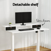 Artiss Electric Standing Desk with Storage Shelf Drawer Office Table 120CM HASD-114G-WHDF-HDR-120