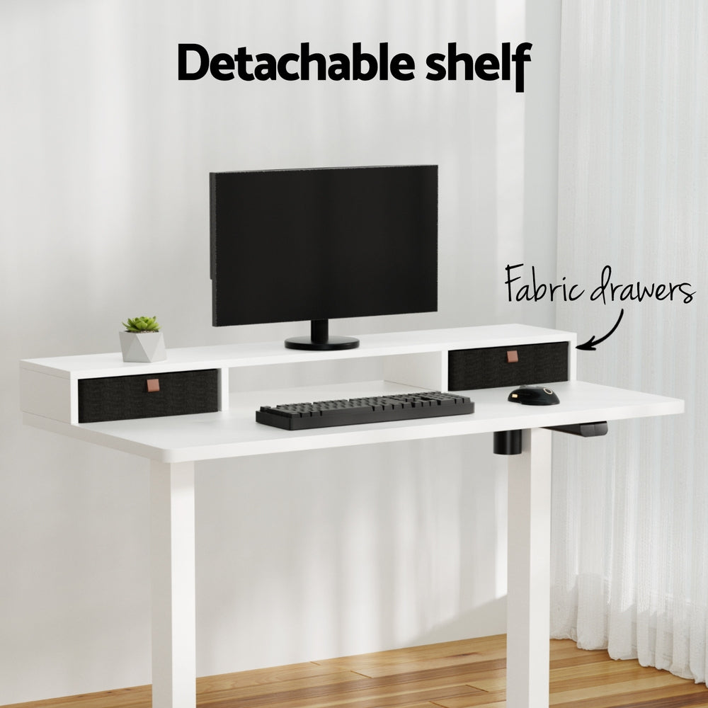 Artiss Electric Standing Desk with Storage Shelf Drawer Office Table 120CM HASD-114G-WHDF-HDR-120