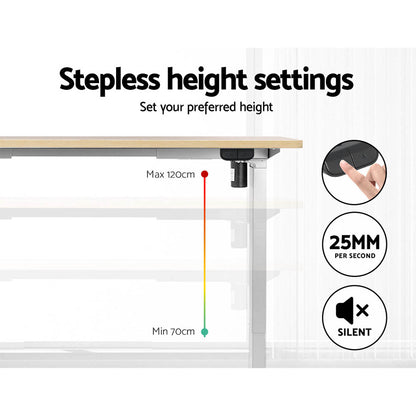 Artiss Standing Desk Motorised Sit Stand Desks White Oak 140CM HASD-114G-WHDF-NTDB-140