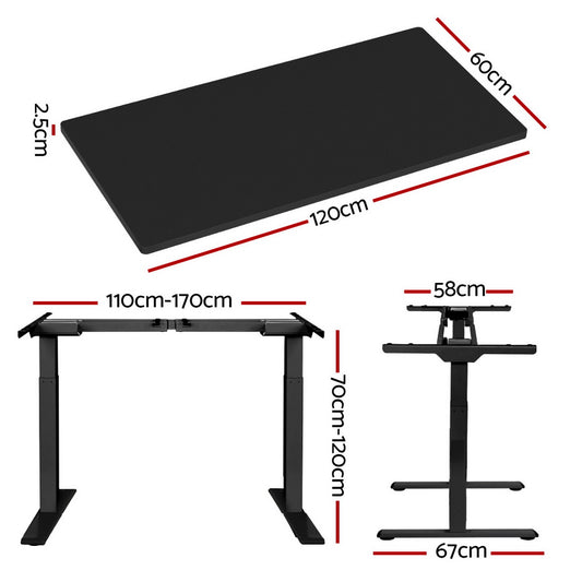 Artiss Standing Desk Motorised Dual Motor Black 120CM HASD-268-BKDF-BKDB-120