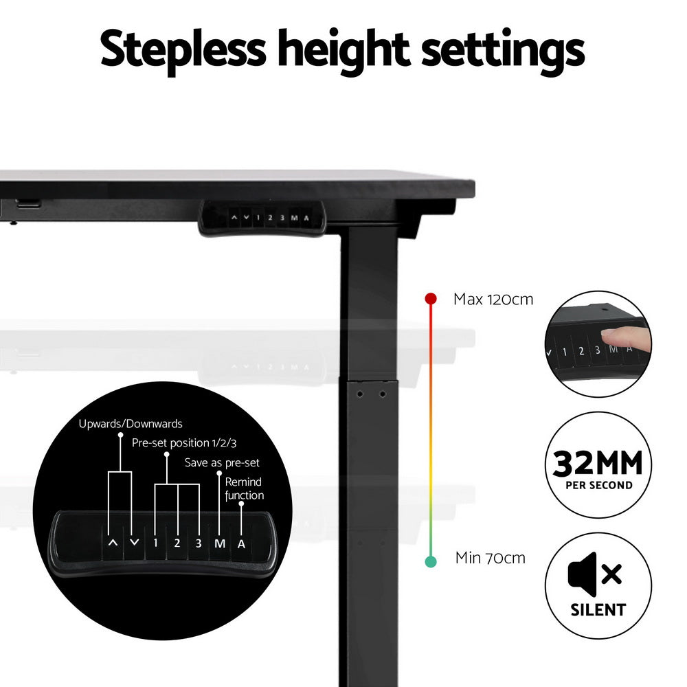 Artiss Standing Desk Motorised Dual Motor Black 120CM HASD-268-BKDF-BKDB-120