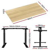 Artiss Standing Desk Motorised Dual Motor White Oak 140CM HASD-268-BKDF-NTDB-140
