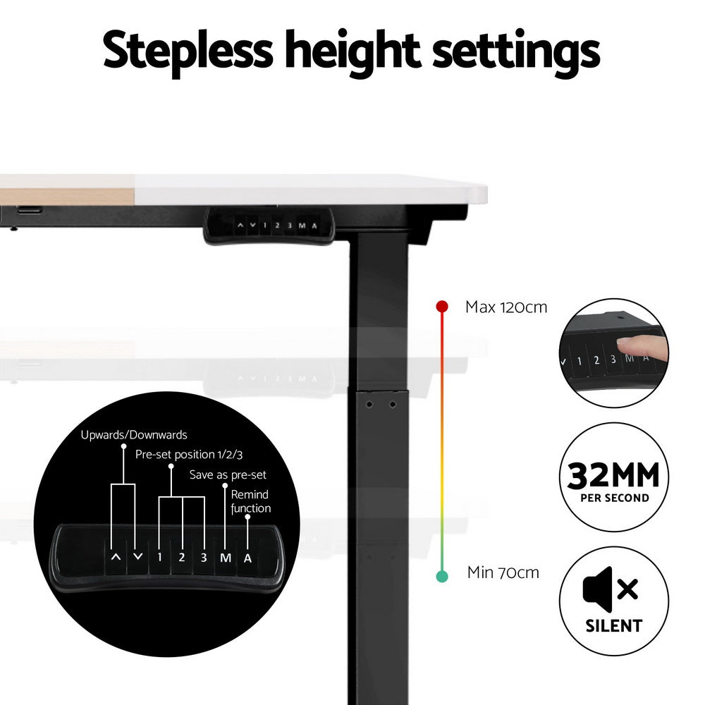 Artiss Standing Desk Motorised Electric Dual Motor 120CM HASD-268-BKDF-NWDB-120