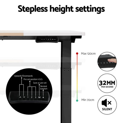 Artiss Standing Desk Motorised Electric Dual Motor 120CM HASD-268-BKDF-NWDB-120