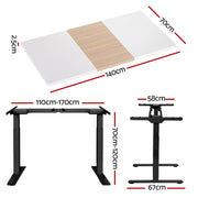 Artiss Standing Desk Motorised Electric Dual Motor 140cm HASD-268-BKDF-NWDB-140