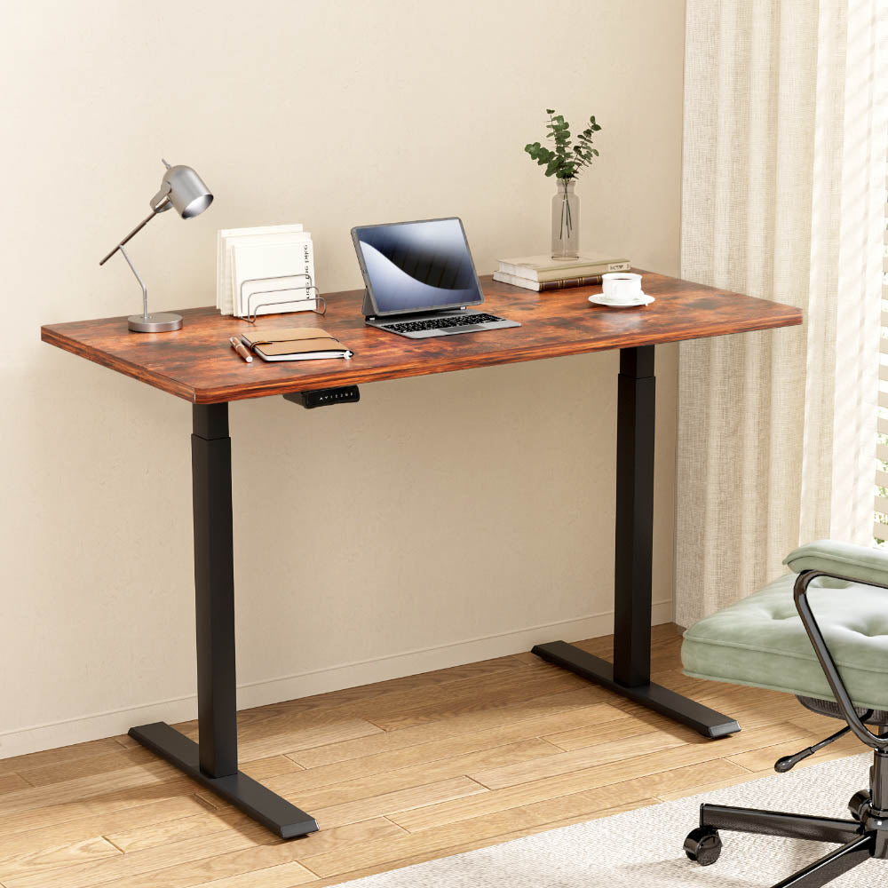 Artiss Standing Desk Motorised Dual Motor Rustic Brwon 120CM HASD-268-BKDF-RBDB-120