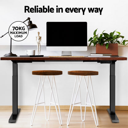 Artiss Standing Desk Motorised Dual Motor Rustic Brwon 120CM HASD-268-BKDF-RBDB-120
