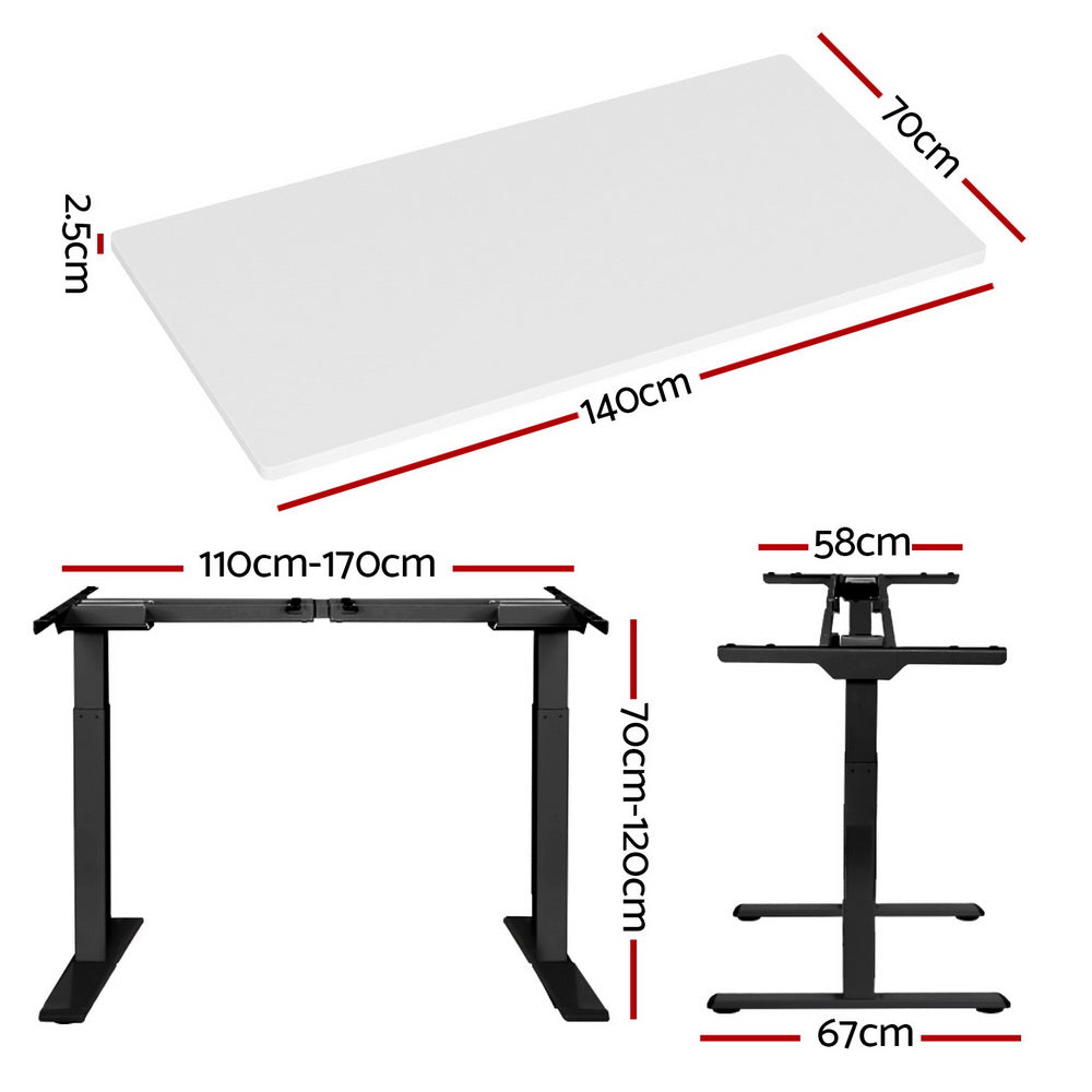 Artiss Standing Desk Motorised Dual Motor White 140CM HASD-268-BKDF-WHDB-140