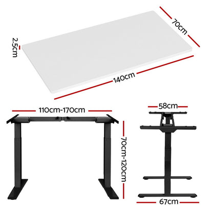 Artiss Standing Desk Motorised Dual Motor White 140CM HASD-268-BKDF-WHDB-140